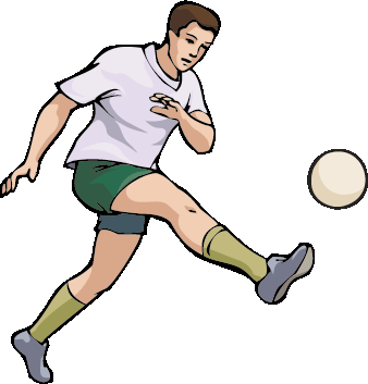 Boy kicking soccer ball clip art.