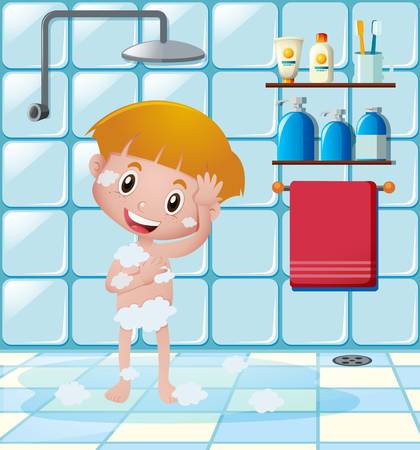 64 Boy Showering Stock Vector Illustration And Royalty Free Boy.