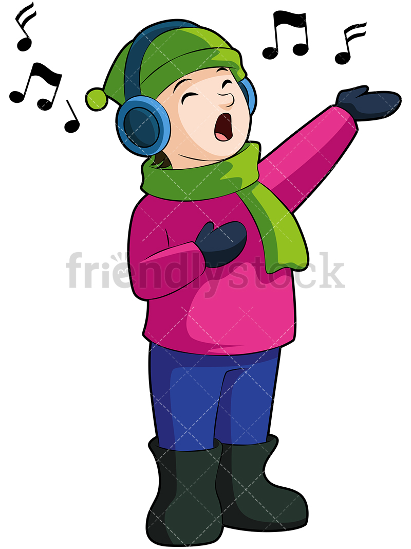 A Little Boy Singing Along To A Christmas Tune Playing On His Headphones.