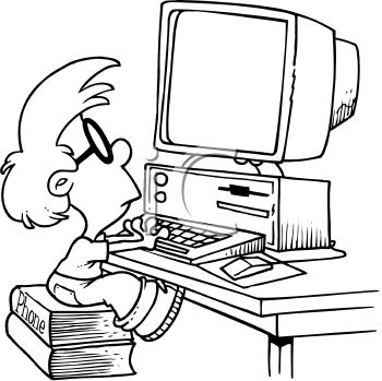 Computer Nerd Boy Using Computer.