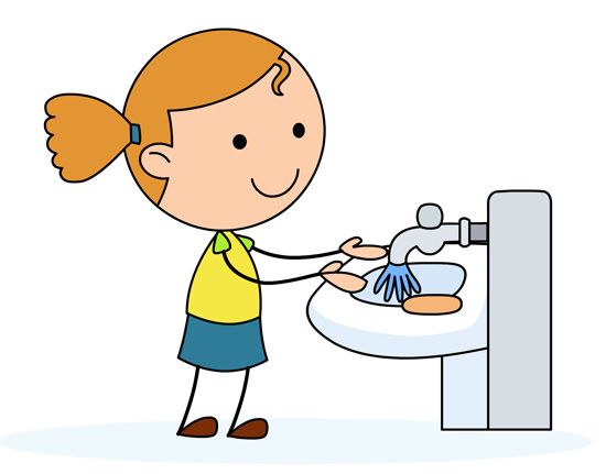 Girl Washing Hands Clipart.