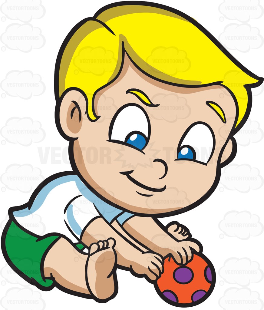 baby playing A baby boy playing with ball at tornado cartoon clipart.