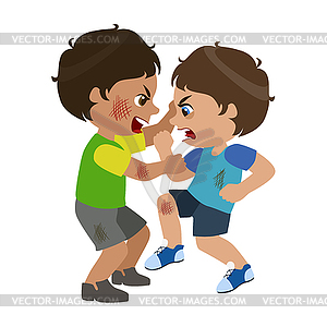 Two Boys Fighting And Scratching, Part Of Bad Kids.