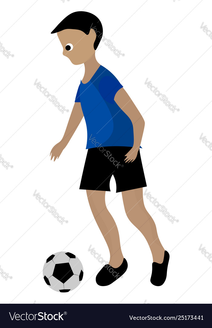 Clipart a boy playing soccer ball or color.