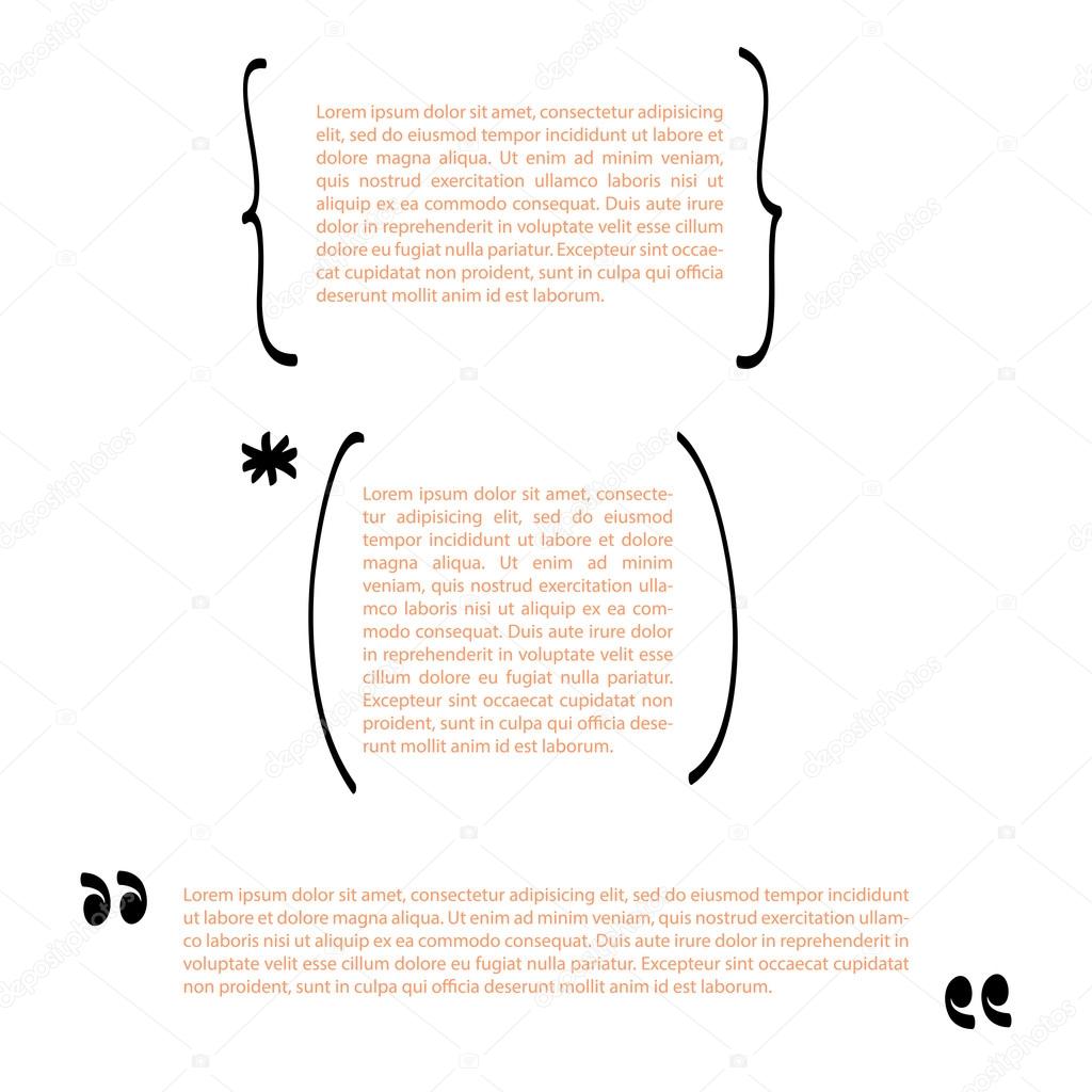 Handwritten brackets and quotes. Template vector set with quotes.