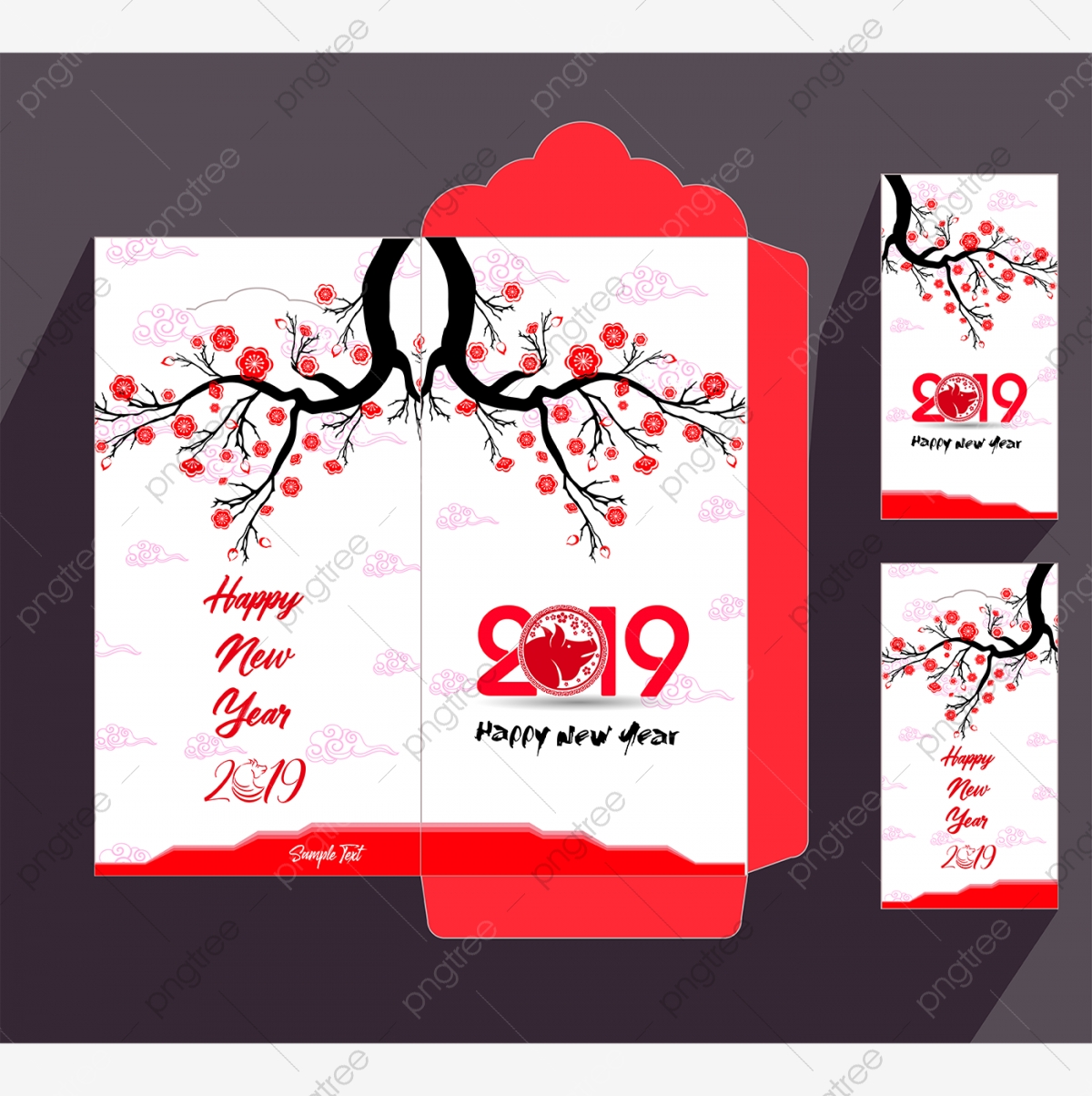 Beautiful New Year, Red, New PNG and Vector with Transparent.
