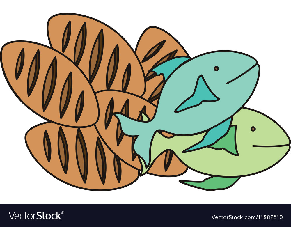 Isolated religion fish and bread design.