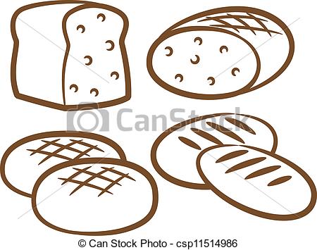 Vector of set of bread line art.
