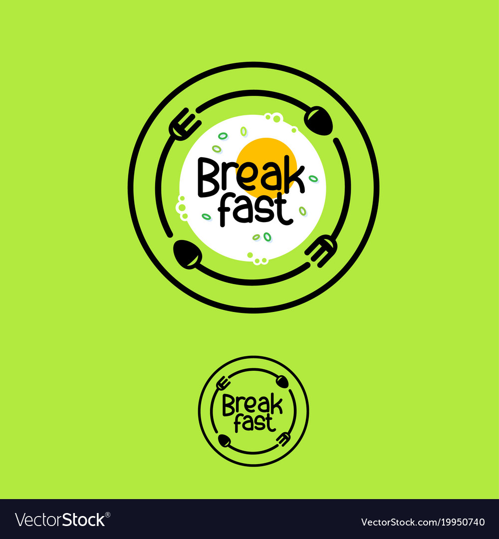 Logo breakfast cafe snack emblem fork spoon.