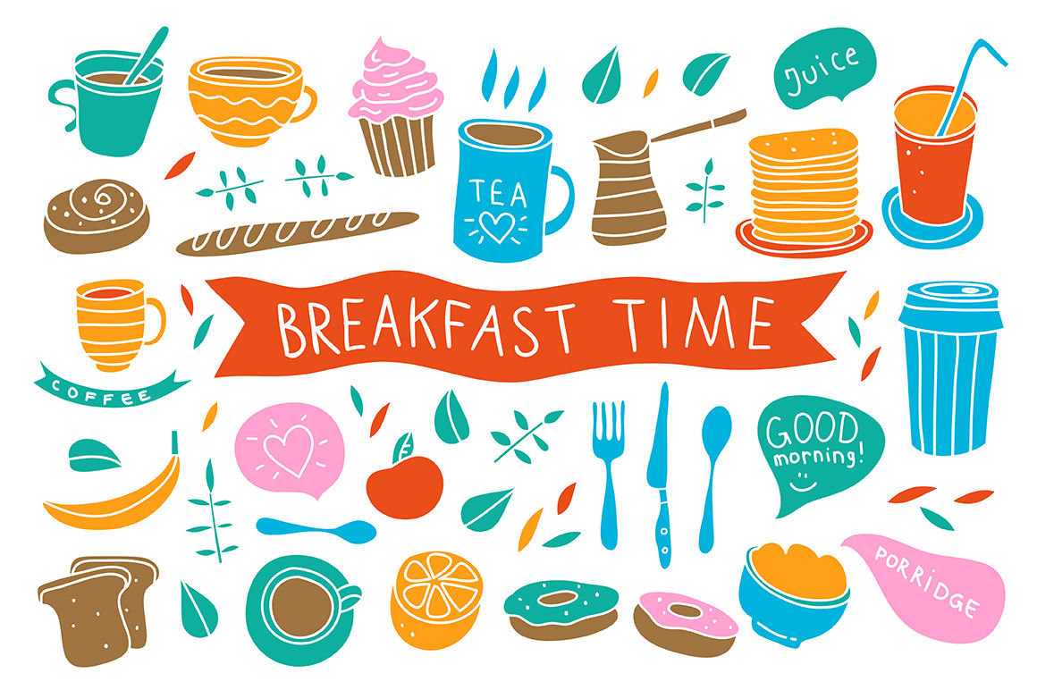 Breakfast time illustrations By Redchocolate Illustration.