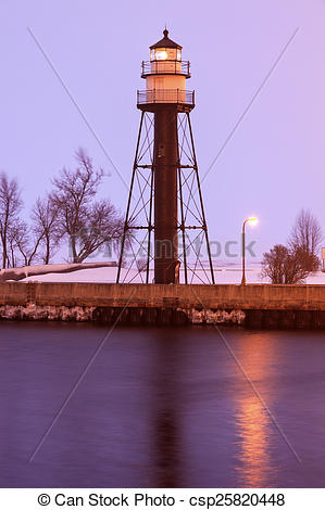 Stock Photo of Duluth Harbor South Breakwater Inner Lighthouse.
