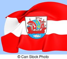 Stock Illustration of Flag of Bremerhaven, Germany. Close Up.