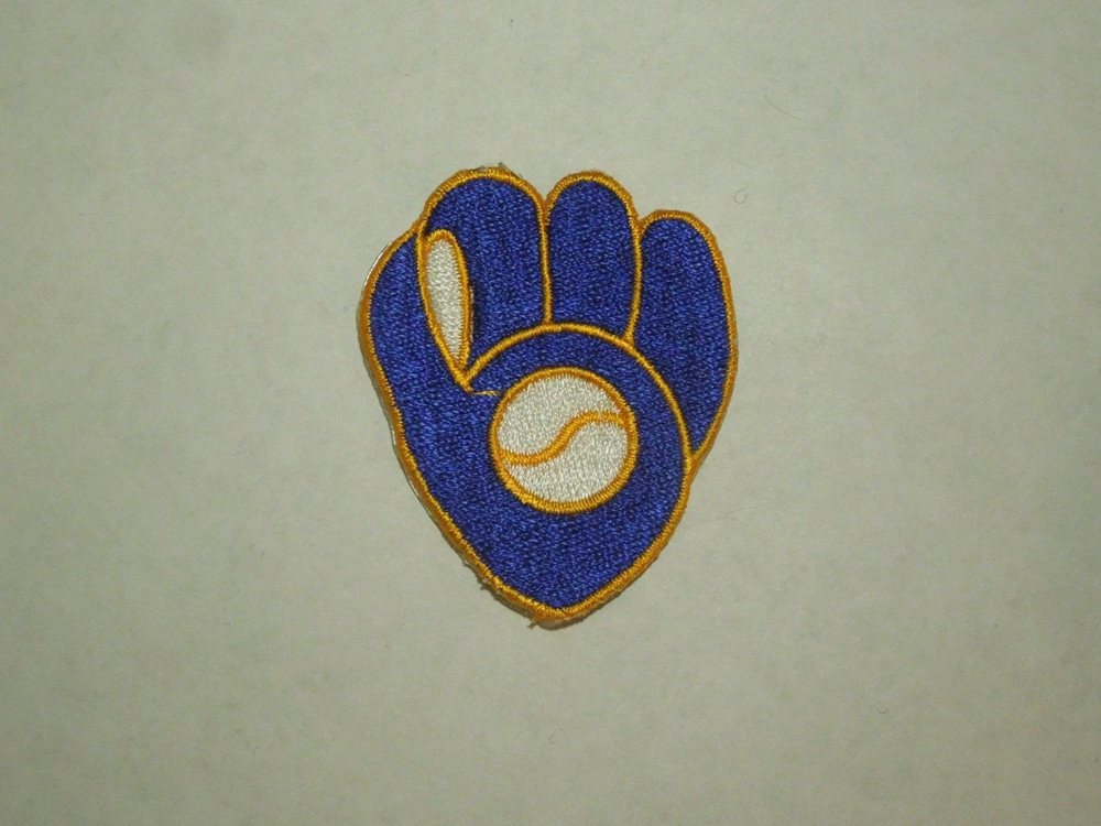 Vintage Milwaukee Brewers Glove Mascot MLB Baseball Iron On Patch.