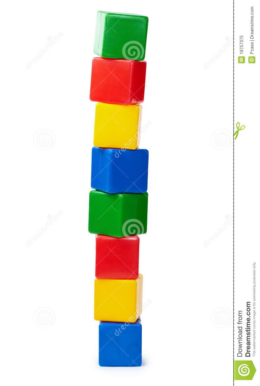 Tower Of Color Cubes Isolated On White Royalty Free Stock Photo.