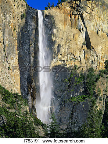 Stock Photography of Bridal Veil Falls, Yosemite National Park.
