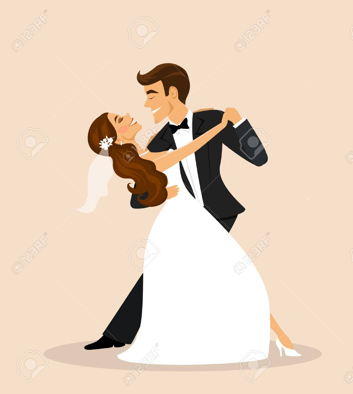 Wedding couple, bride and groom dancing.