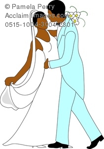 Clip Art Image of a Hispanic Bride and Groom Dancing.