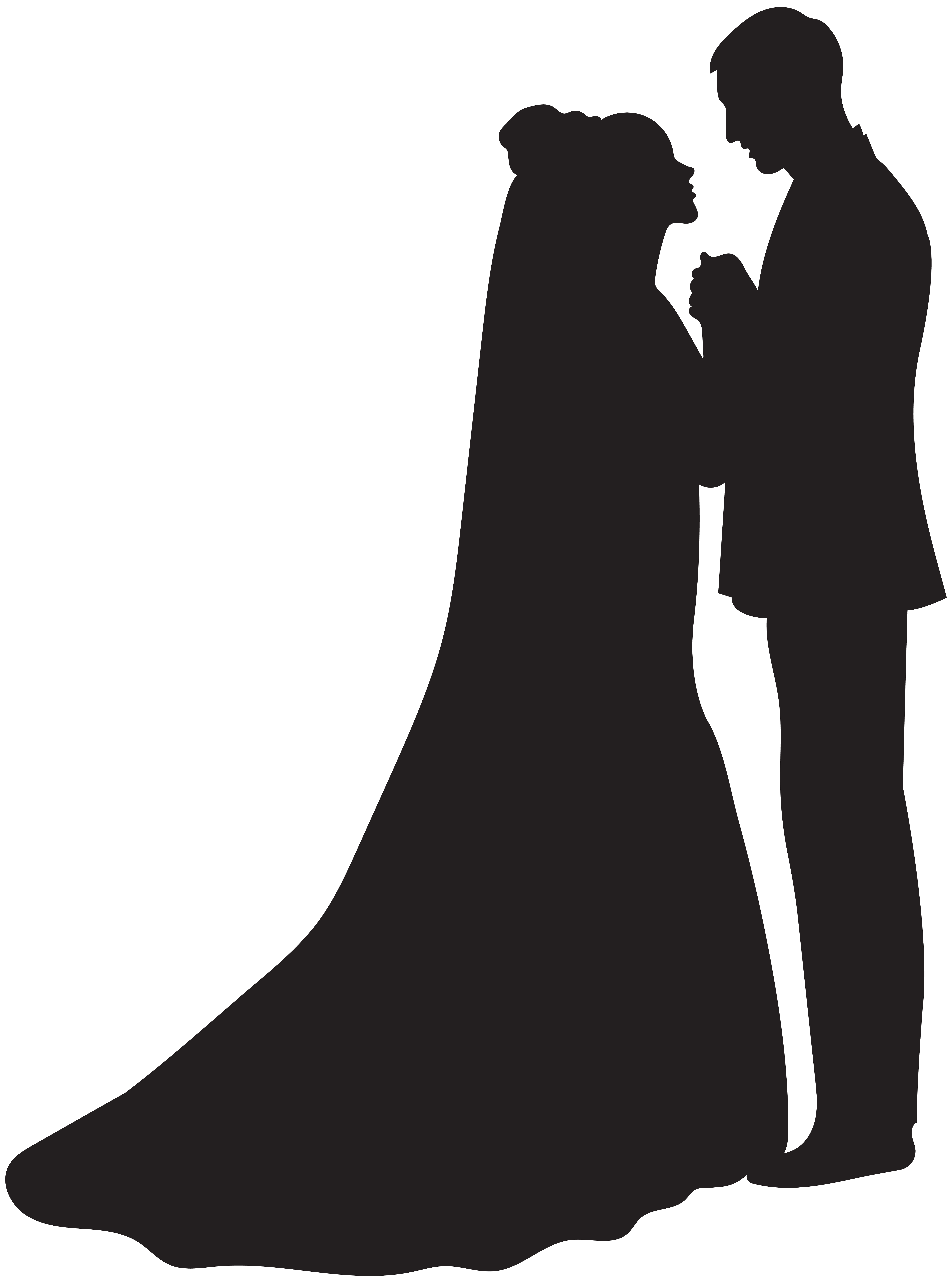Bride and Groom Silhouette PNG Clip Art.