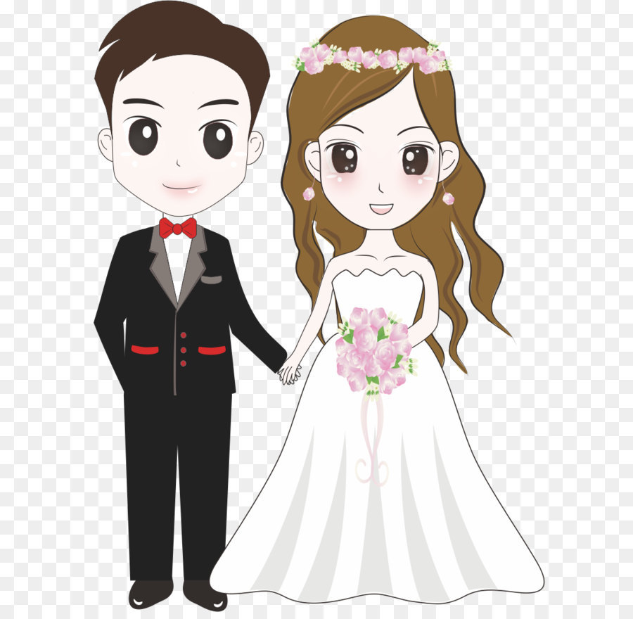 Download Free png Bridegroom Wedding Illustration Cartoon bride and.