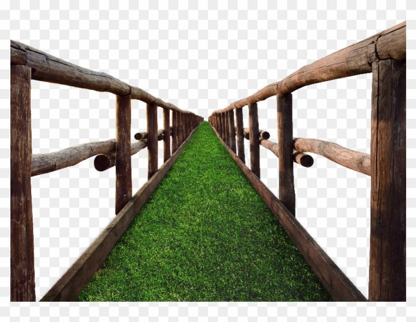 Timber Bridge Png With Grass Stock Image.