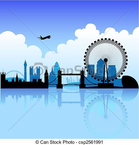 Vector Clip Art of London on a bright day.