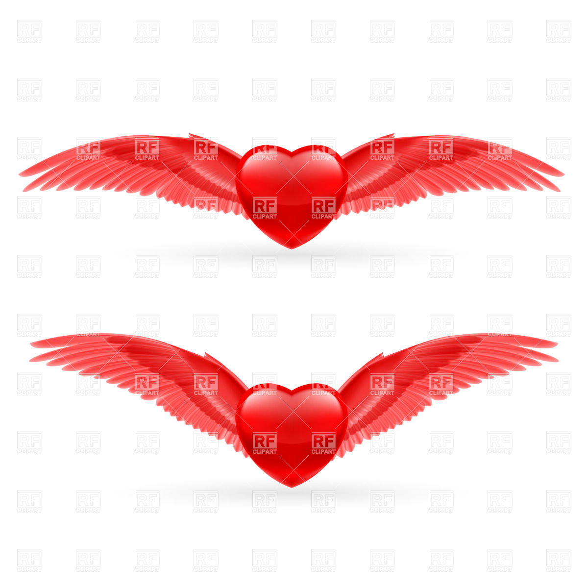 Red Hearts With Bright Red Dove Wings Vector #8j3jvN.