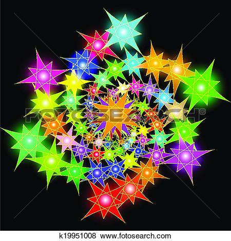 Clip Art of cosmic background of bright stars arranged in a spiral.