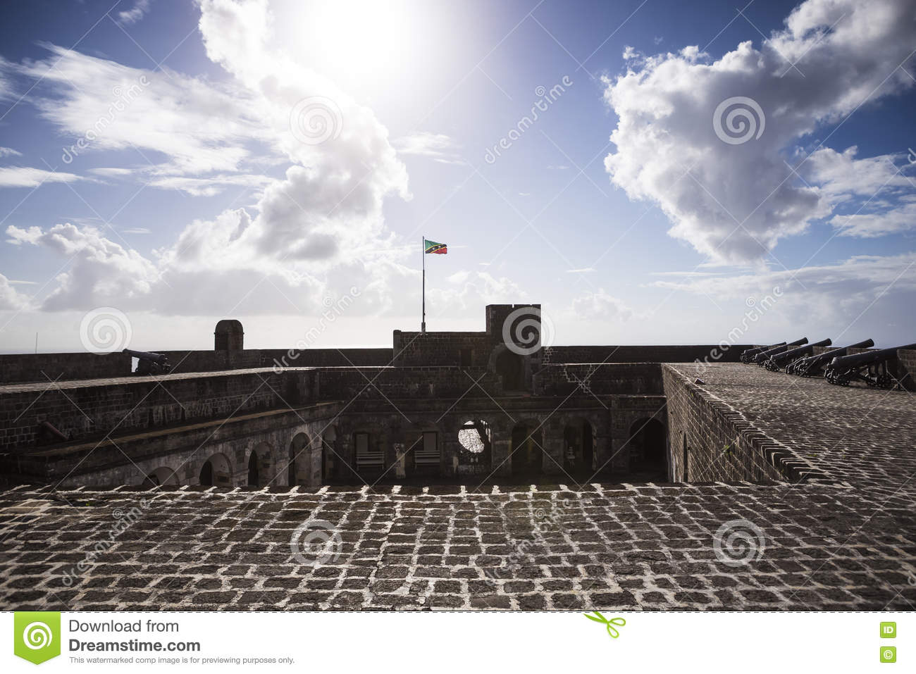 Brimstone Hill Fortress In St. Kitts. West Indies. Stock Photo.