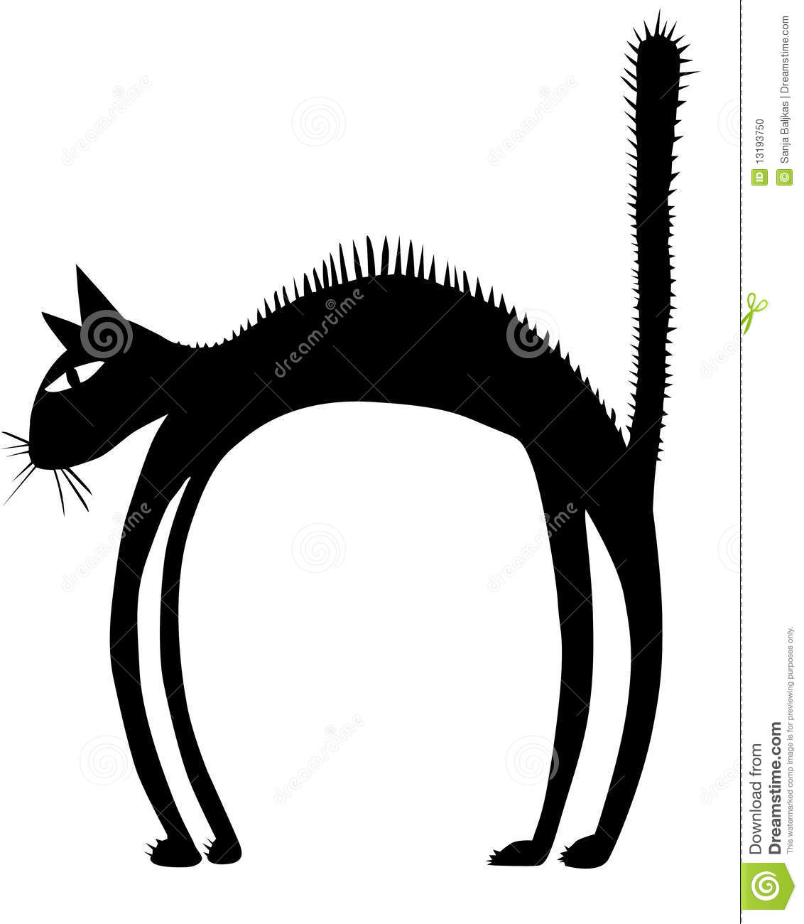 A Silhouette Of Bristle Black Cat Stock Photo.