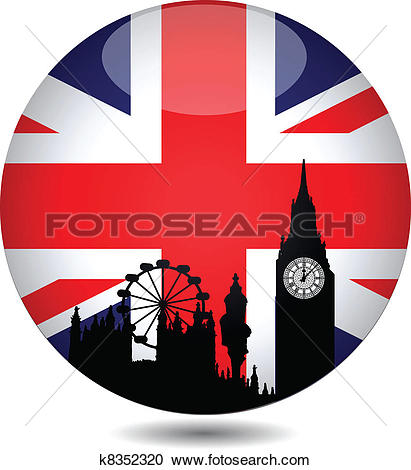 Clip Art of Dotted Great Britain flag button k11185146.