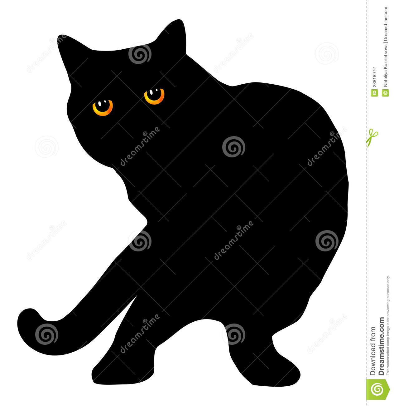 Silhouette of short haired cat clipart.