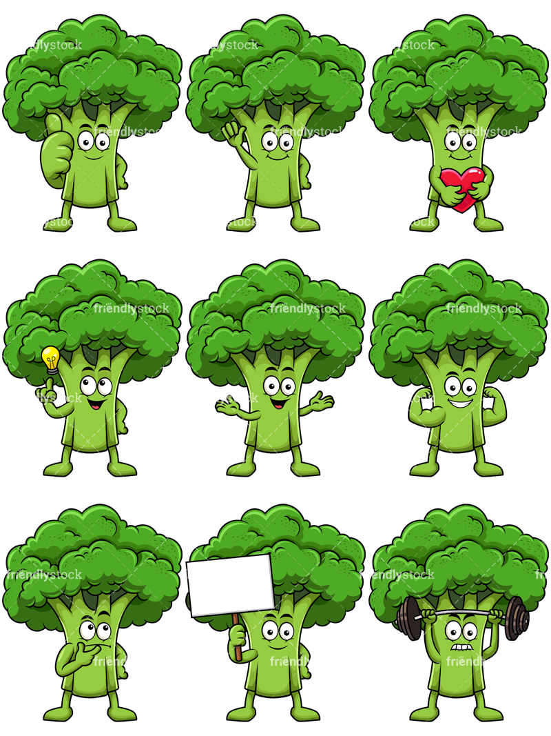 Broccoli Mascot Collection.