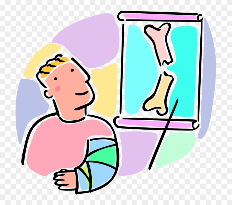 Vector Illustration Of Young Patient Boy With Broken.