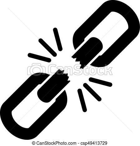 Broken chain link vector icon.