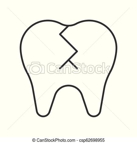 broken tooth, simple outline icon dental care set.