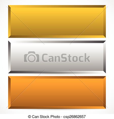 Clipart Vector of Gold, silver and bronze metal plaques.