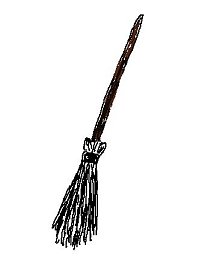 Witch on broomstick clipart.