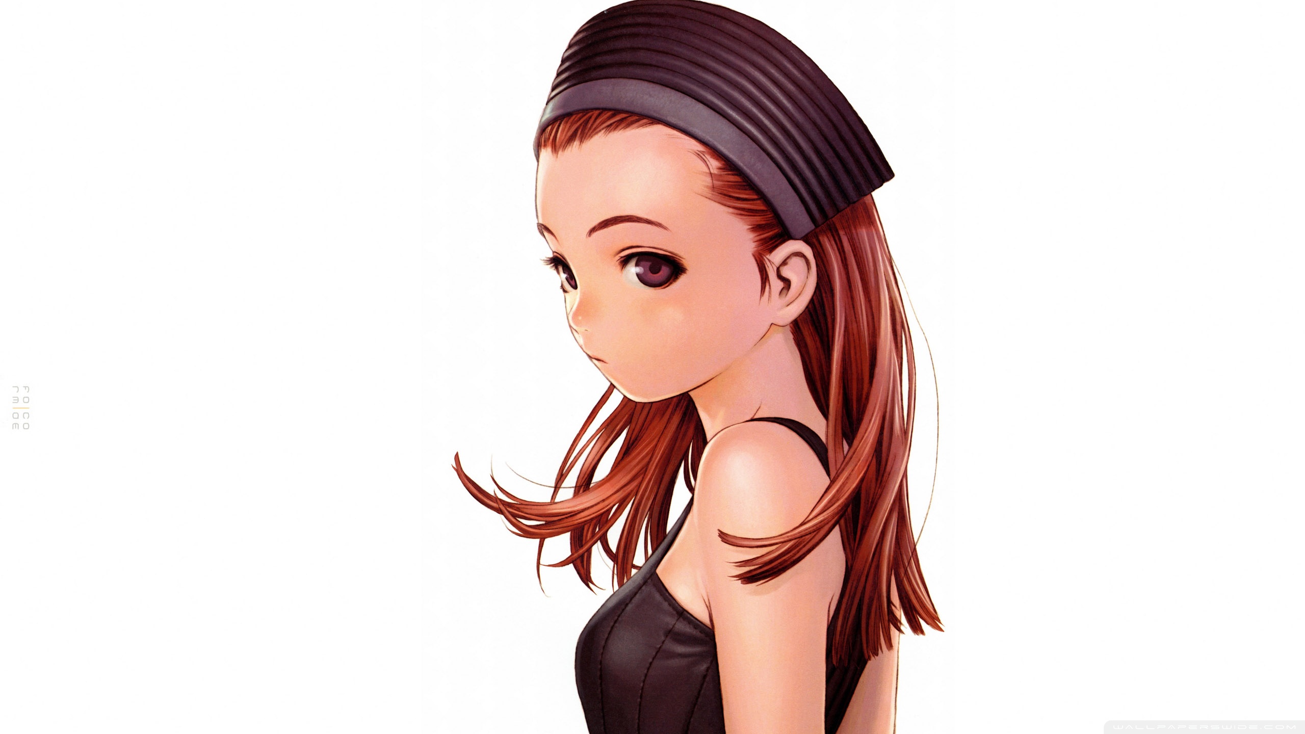 Anime Girl With Long Brown Hair And Brown Eyes HD desktop.