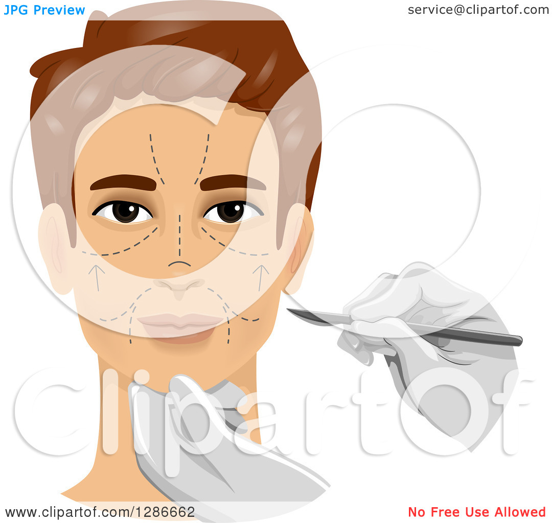 Clipart of a Brunette White Man with Marks on His Face and a.