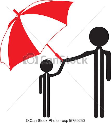 Clipart Vector of father protect sun with umbrella csp15759250.