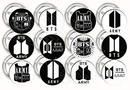 Amazon.com: BTS Army Logo Symbol Buttons Black & White.
