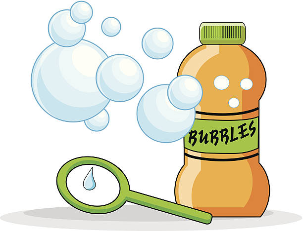 Soap Bubbles Bottle And Bubble Wand Illustrations, Royalty.