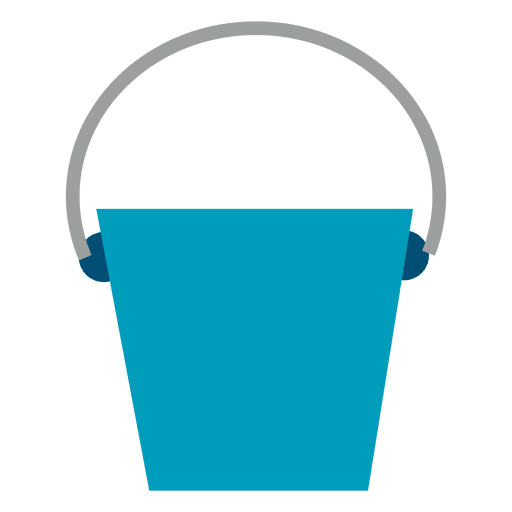 Blue bucket flat icon.