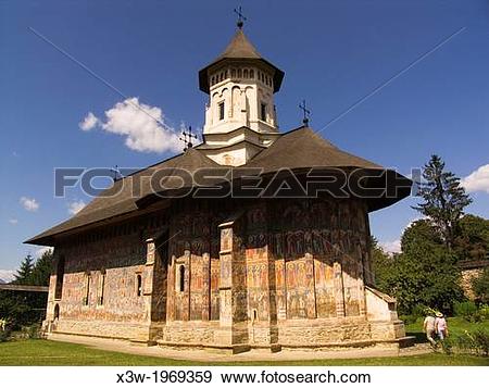 Stock Photograph of europe, romania, bucovina, moldovita monastery.