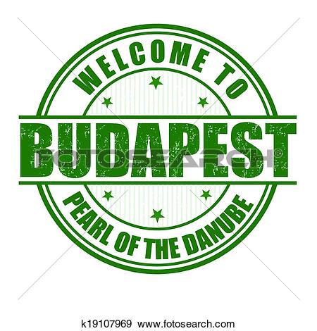 Clip Art of Welcome to Budapest stamp k19107969.