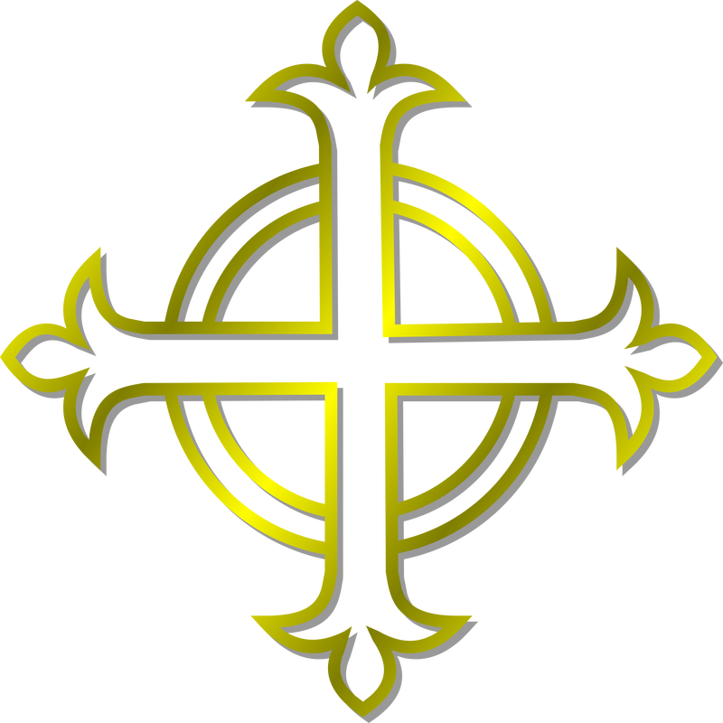 Gold Budded Cross Vector Clipart image.