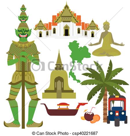 Vector of Thailand symbol, marble Temple Benchamabophit, Guardian.