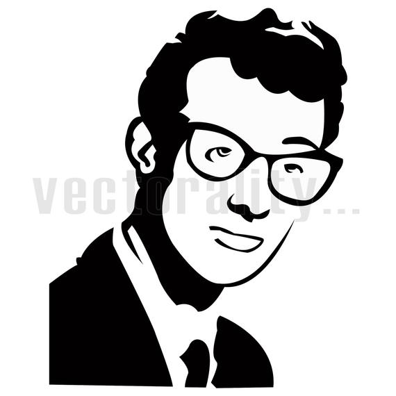 Buddy Holly Rock And Roll Vector Art File Instant Download Ai / eps / svg /  pdf / dxf / png / jpg Formats For Design Cut Print.