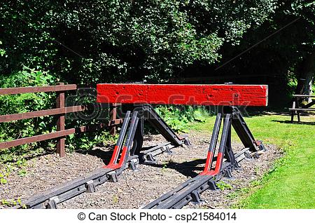 Stock Photography of Red railway buffer stop.