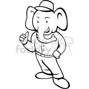 black and white elephant in builder outfit clipart. Royalty.